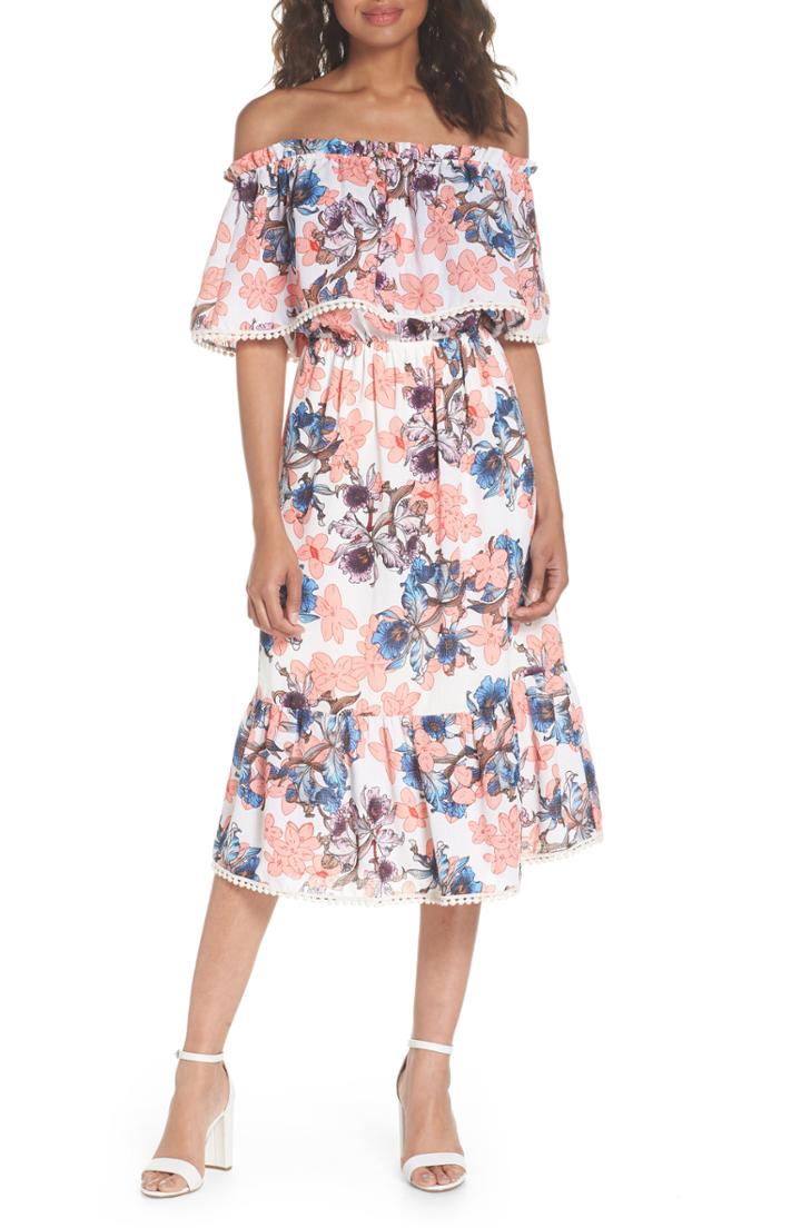 Women's Fraiche By J Off The Shoulder Tiered Midi Dress