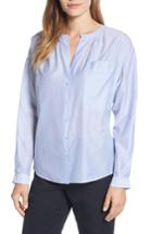 Women's Nordstrom Signature Tie Back Stripe Cotton Blouse - Blue
