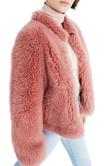 Women's Madewell Genuine Lamb Shearling Jacket, Size - Pink