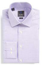 Men's David Donahue Trim Fit Houndstooth Dress Shirt 32/33 - Purple