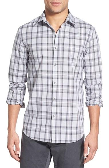 Men's John Varvatos Star Usa Slim Fit Plaid Sport Shirt - Purple