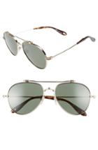 Men's Givenchy 58mm Polarized Aviator Sunglasses - Silver/ Green