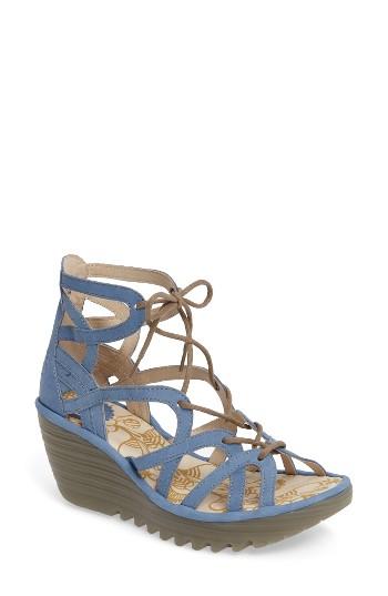 Women's Fly London 'yuke' Platform Wedge Sandal .5-7us / 37eu - Blue