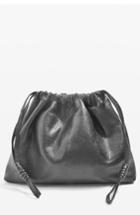 Topshop Drawstring Leather Shoulder Bag - Black