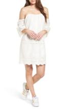 Women's Astr The Label Embroidered Off The Shoulder Shift Dress