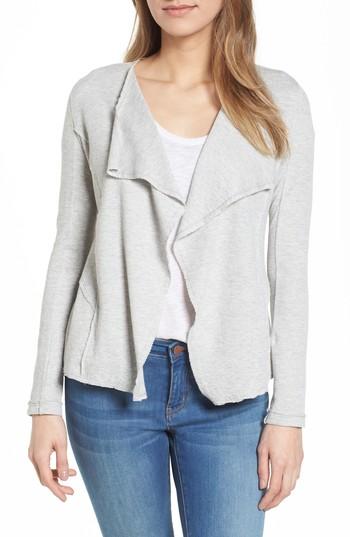 Women's Caslon Moto Collar Cotton Knit Jacket - Grey