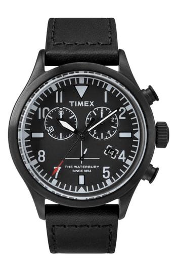 Men's Timex X Todd Snyder The Military Chronograph Leather Strap Watch Set, 42mm