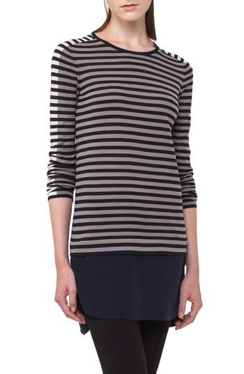 Women's Akris Punto Multicolor Stripe Wool Pullover - Blue