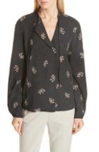 Women's Vince Tossed Bouquet Tie Neck Blouse - Black