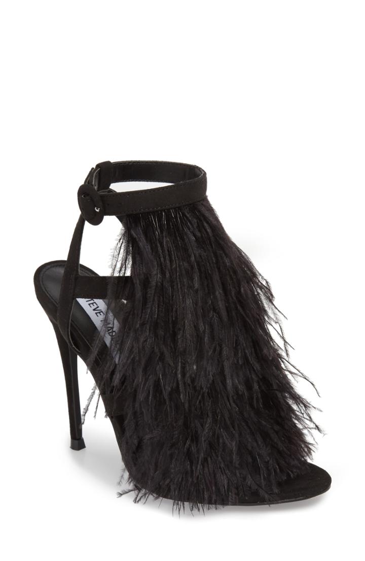 Women's Steve Madden Fefe Feather Sandal M - Black