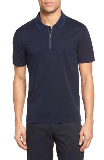 Men's Vince Trim Fit Zip Polo, Size - Blue