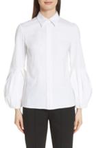 Women's Lafayette 148 New York Felicity Cotton Blend Blouse, Size - White