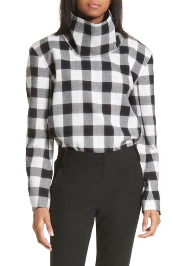 Women's Tibi Tess Plaid Top With Detachable Collar - Black