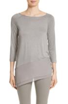 Women's St. John Collection Silk Georgette & Jersey Asymmetrical Blouse, Size - White