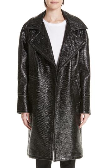 Women's Yigal Azrouel Oversized Laminated Tweed Coat - Black