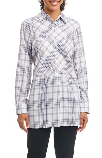 Women's Foxcroft Maddy Plaid Tunic Shirt - Grey