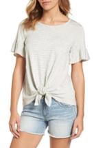 Women's Bobeau Bell Sleeve Tie Front Top - Grey