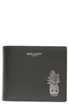 Men's Saint Laurent Pineapple Skull Leather Wallet -