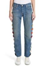 Women's Tu Es Mon Tresor Velvet Side Bow Jeans - Blue