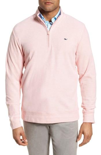 Men's Vineyard Vines Reverse Oxford Quarter Zip Pullover, Size - Orange