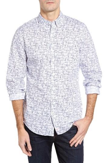 Men's Vineyard Vines Linear Boat - Tucker Slim Fit Print Sport Shirt - Blue