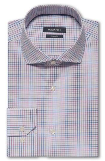 Men's Bugatchi Trim Fit Plaid Dress Shirt .5 - Pink