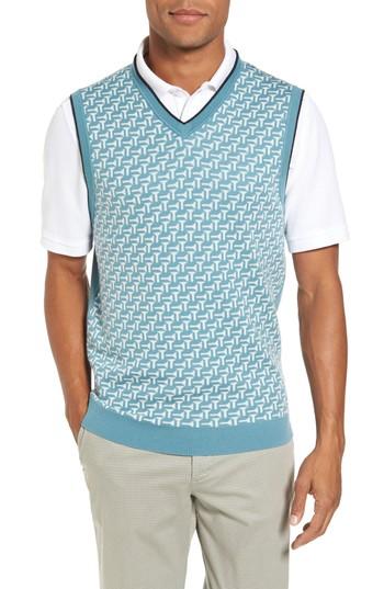 Men's Ted Baker London Tommas Golf Merino Sweater Vest (m) - Green