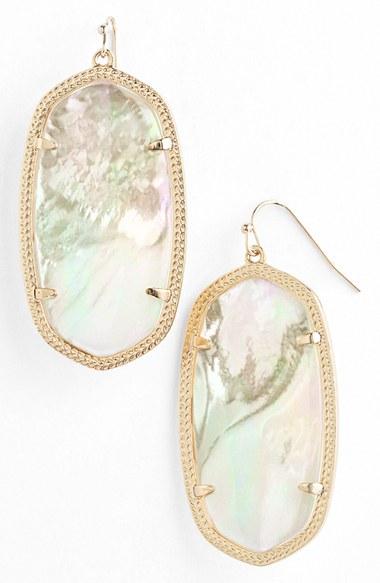 Women's Kendra Scott 'danielle - Large' Oval Statement Earrings - Rhodium/ Slate