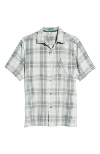 Men's Tommy Bahama Zamora Plaid Silk Sport Shirt - Grey