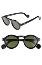 Men's Moncler 46mm Round Sunglasses - Shiny Black/ Green