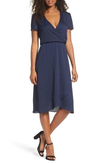 Women's Charles Henry Faux Wrap Midi Dress - Blue