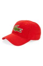 Men's Lacoste 'big Croc' Logo Embroidered Cap - Red