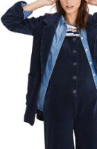 Women's Madewell Texture & Thread Velour Corduroy Blazer, Size - Blue