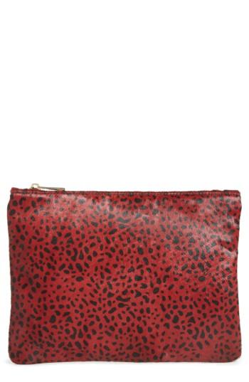 Sole Society 'dolce' Genuine Calf Hair Clutch - Burgundy