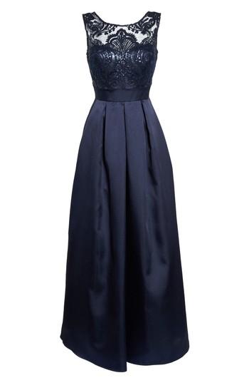 Women's Eliza J Sequin Embellished Illusion Neck Gown