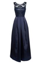 Women's Eliza J Sequin Embellished Illusion Neck Gown