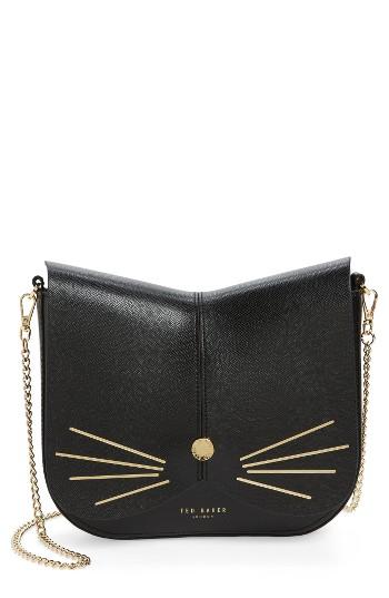 Ted Baker London Cat Leather Crossbody Bag - Black