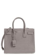 Saint Laurent Baby Sac De Jour Croc Embossed Calfskin Leather Tote - Grey