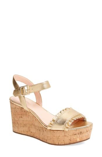 Women's Kate Spade New York Tomas Ruffle Platform Wedge M - Metallic