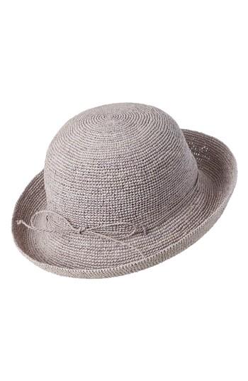 Women's Helen Kaminski Classic Upturn Crocheted Raffia Hat - Grey