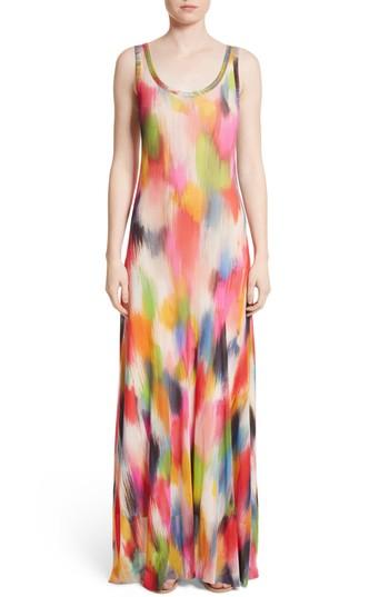 Women's Fuzzi Brushstroke Print Tulle Maxi Dress - Red