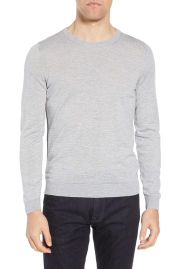 Men's Boss Leno Slim Fit Crewneck Sweater - Grey