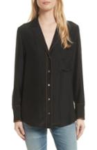 Women's Frame Silk Pj Blouse - Black
