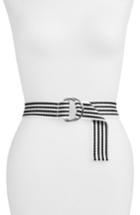Women's Tasha Thin Stripe Belt - Black/ White