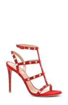 Women's Valentino Garavani Rockstud Crystal Embellished Cage Sandal .5us / 39.5eu - Red