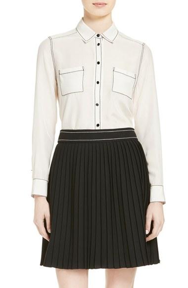 Women's Kate Spade New York Contrast Stitch Silk Shirt