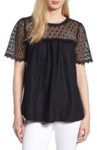 Women's Everleigh Lace Mixed Media Top - Black