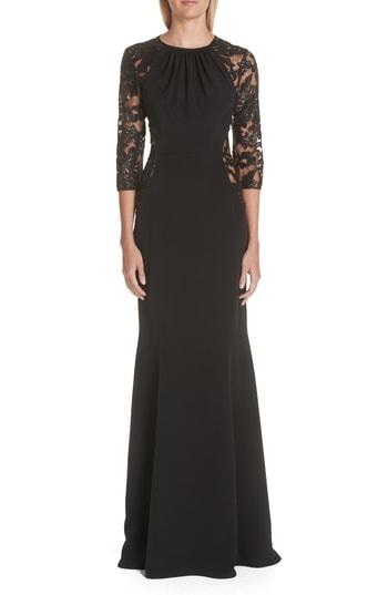 Women's Verdin Crepe Silk Trumpet Gown - Black