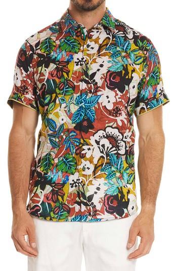 Men's Robert Graham Havana Linen Sport Shirt - Red