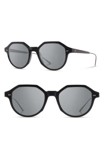 Women's Shwood Powell 50mm Polarized Geometric Sunglasses - Black/ Gunmetal/ Ebony/ Grey